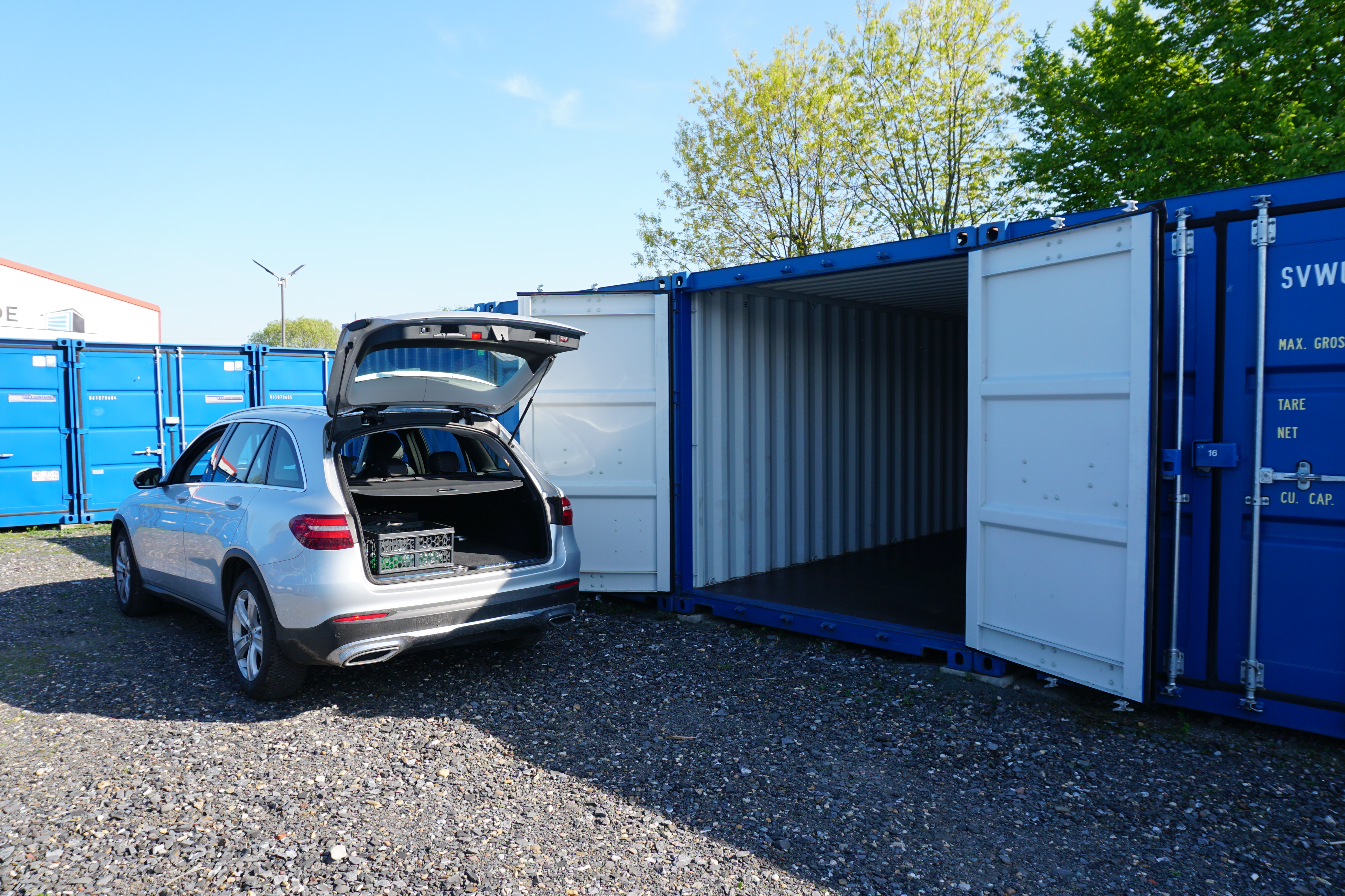 Lagermeister Standort Münster-Nord mit Zufahrt und Containerreihen